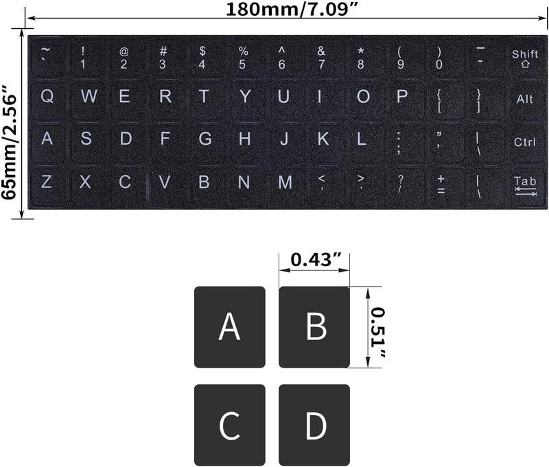 DAMMOMKO 2PCS Universal English Keyboard Stickers Letters with Tweezer, Keyboard Stickers Black Background with White Lettering, Keyboard Letters Replacement Sticker for PC Laptop Desktop Computer -English - Image 3